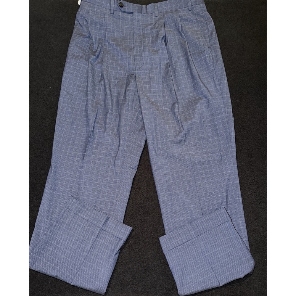 Ralph Lauren Dress Pants Blue Subtle Check Cuffed Classic Fit Men's 36x34 NWT